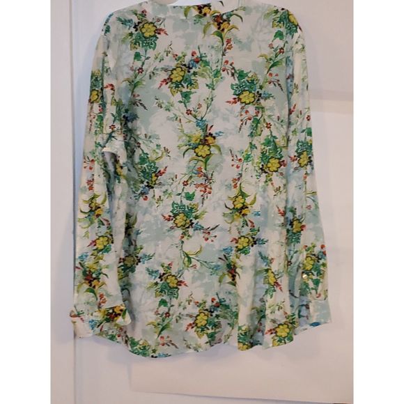 VanHuesen Women's Floral Print Button Up Blouse Long Sleeves Size XL - Picture 12 of 14